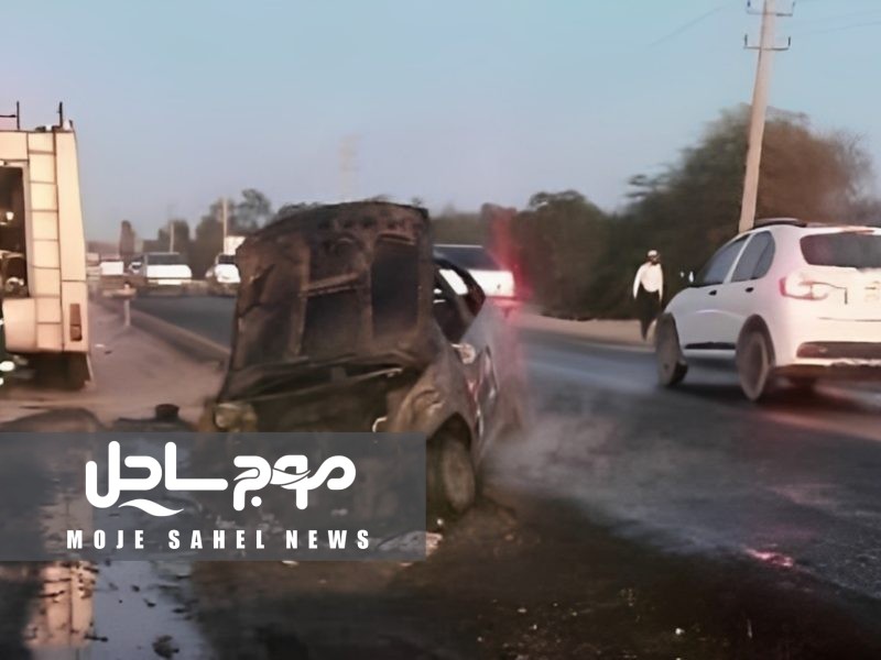 جاده بندرعباس–میناب صحنه آتش‌سوزی مرگبار خودروی سوخت‌بر