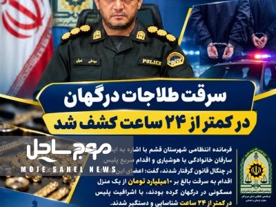 سرقت طلاجات درگهان در کمتر از ۲۴ ساعت کشف شد