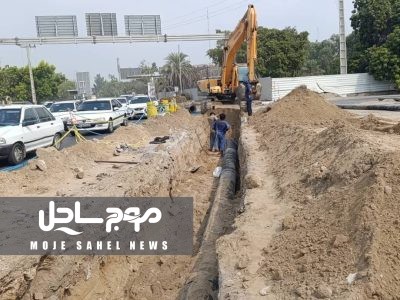 جابجایی خطوط آبرسانی در محدوده پل خلیج فارس بندرعباس با اعتبار ۱۶۰ میلیارد ریال